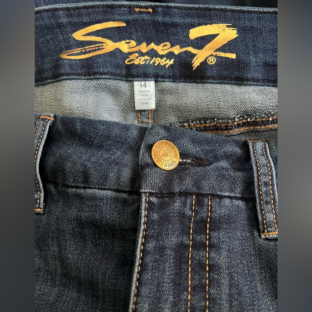 Seven7 Tummyless High Rise Skinny Jeans Size 14 Dark Wash - Picture 6 of 7